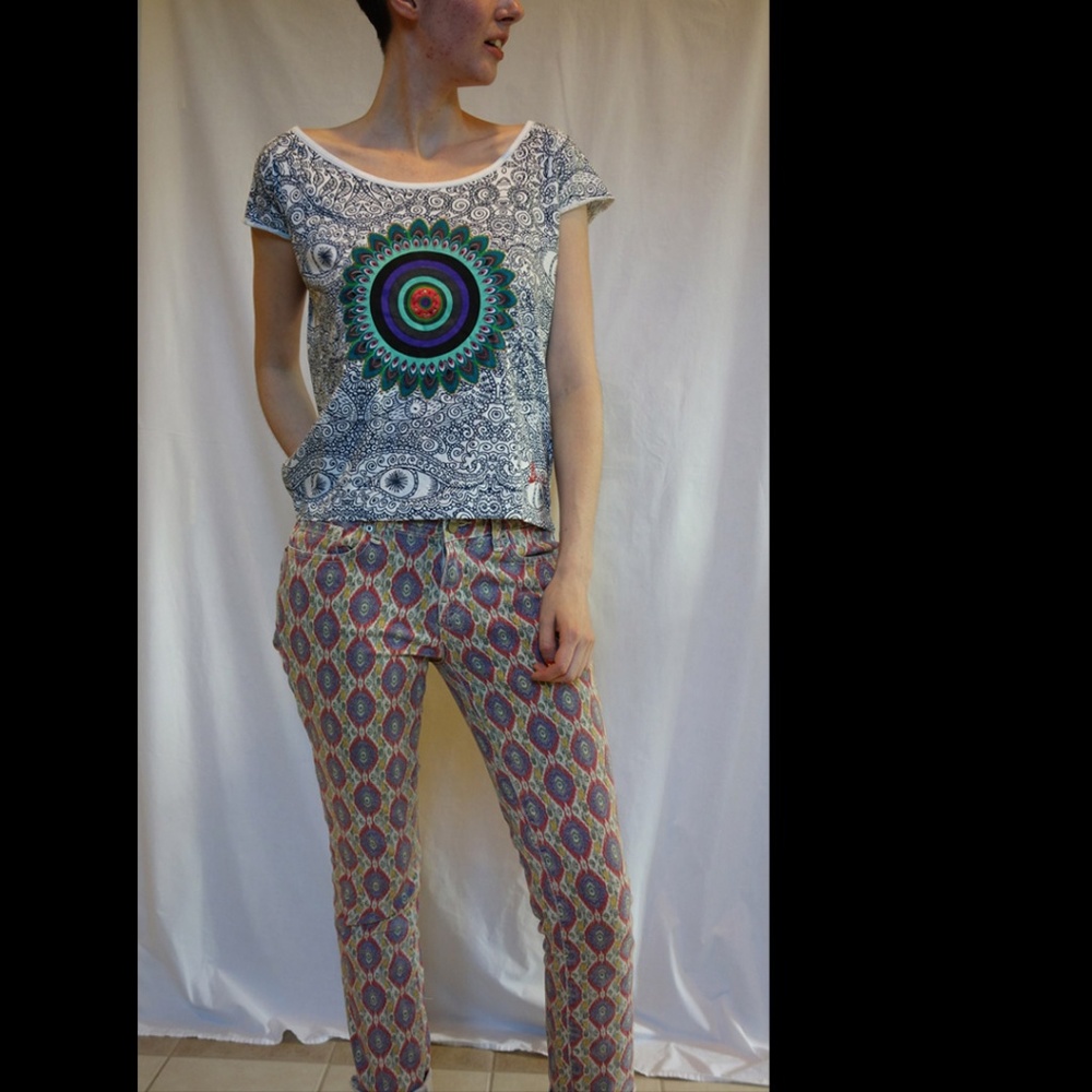 Natural fit skinny printed jeans